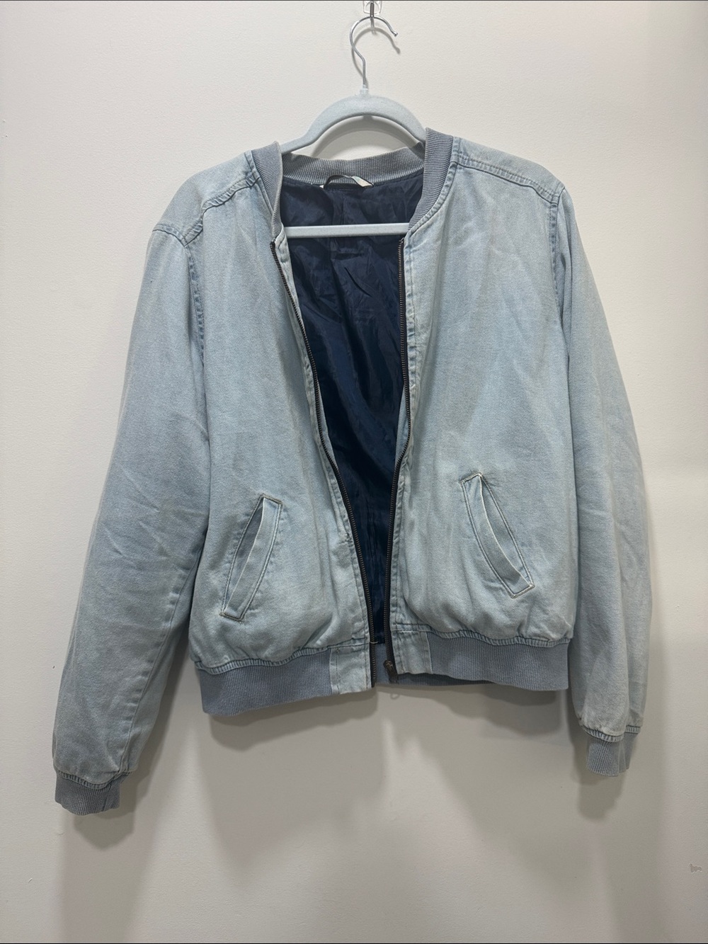 Light Blue Women's Denim Bomber Jacket